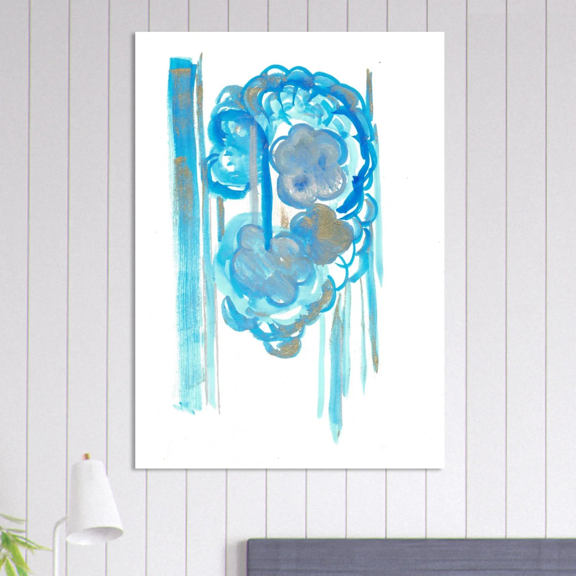 Abstract Azure & Gold Dreamscape Poster - Premium Matte Art Print in Various Sizes - Laure Leprince - Artiste Peintre