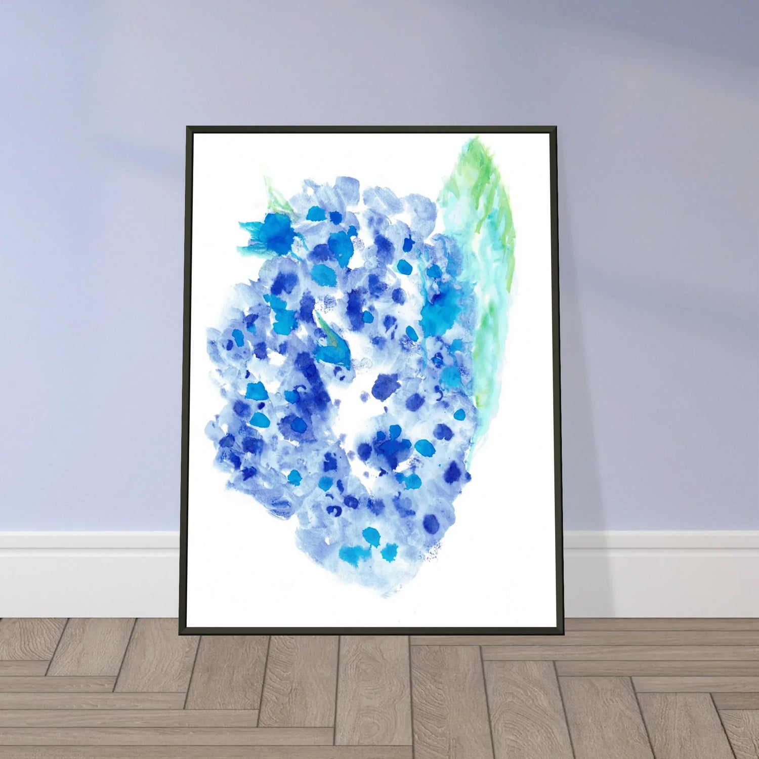 Classic Semi-Glossy Paper Metal Framed Poste Hortensia Celeste - Laure Leprince - Artiste Peintre