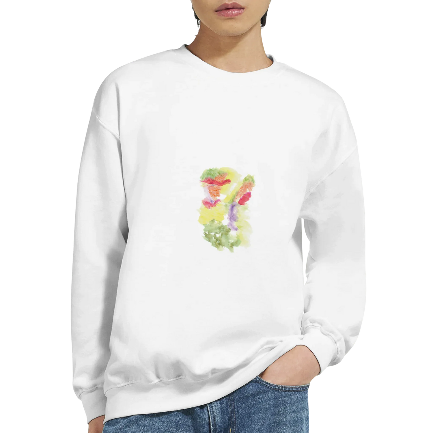 Sweatshirt Unisexe Classique Eclosion Chromatique – Impression Artistique Multicolore | Premium Cotton Blend - Laure Leprince - Artiste Peintre