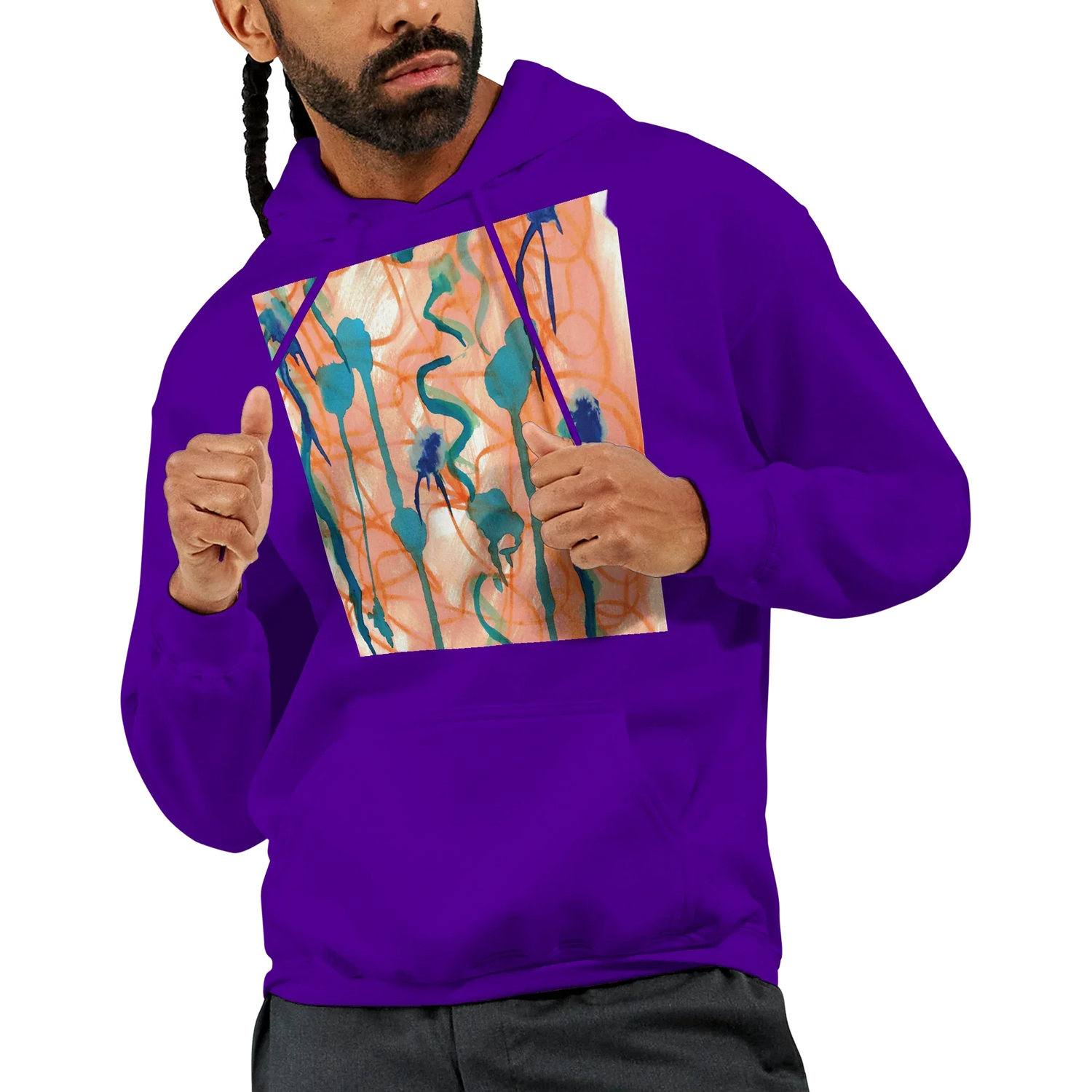 Sweat à capuche unisexe artistique Saphir Ambre| Gildan® 18500 White - Laure Leprince - Artiste Peintre