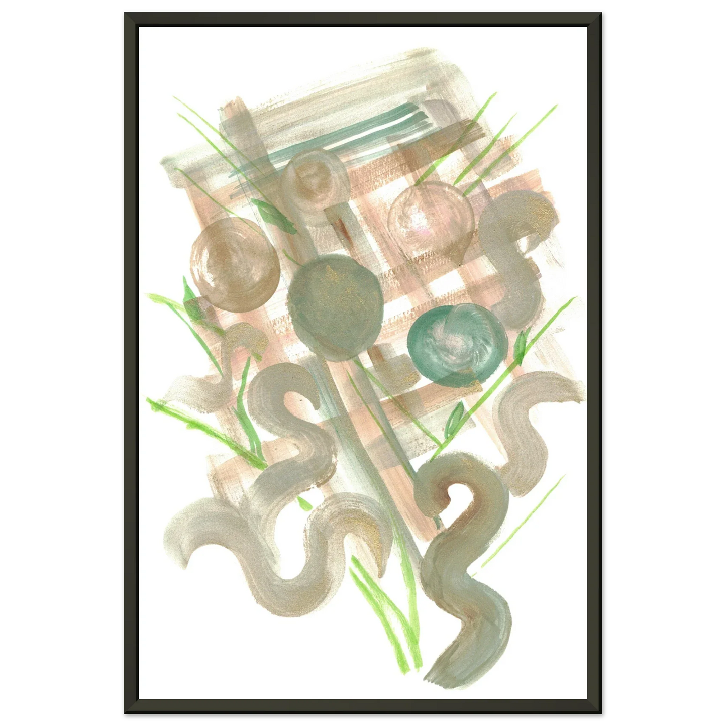 Classic Semi-Glossy Paper Metal Framed Poste Moss Geometry - Laure Leprince - Artiste Peintre