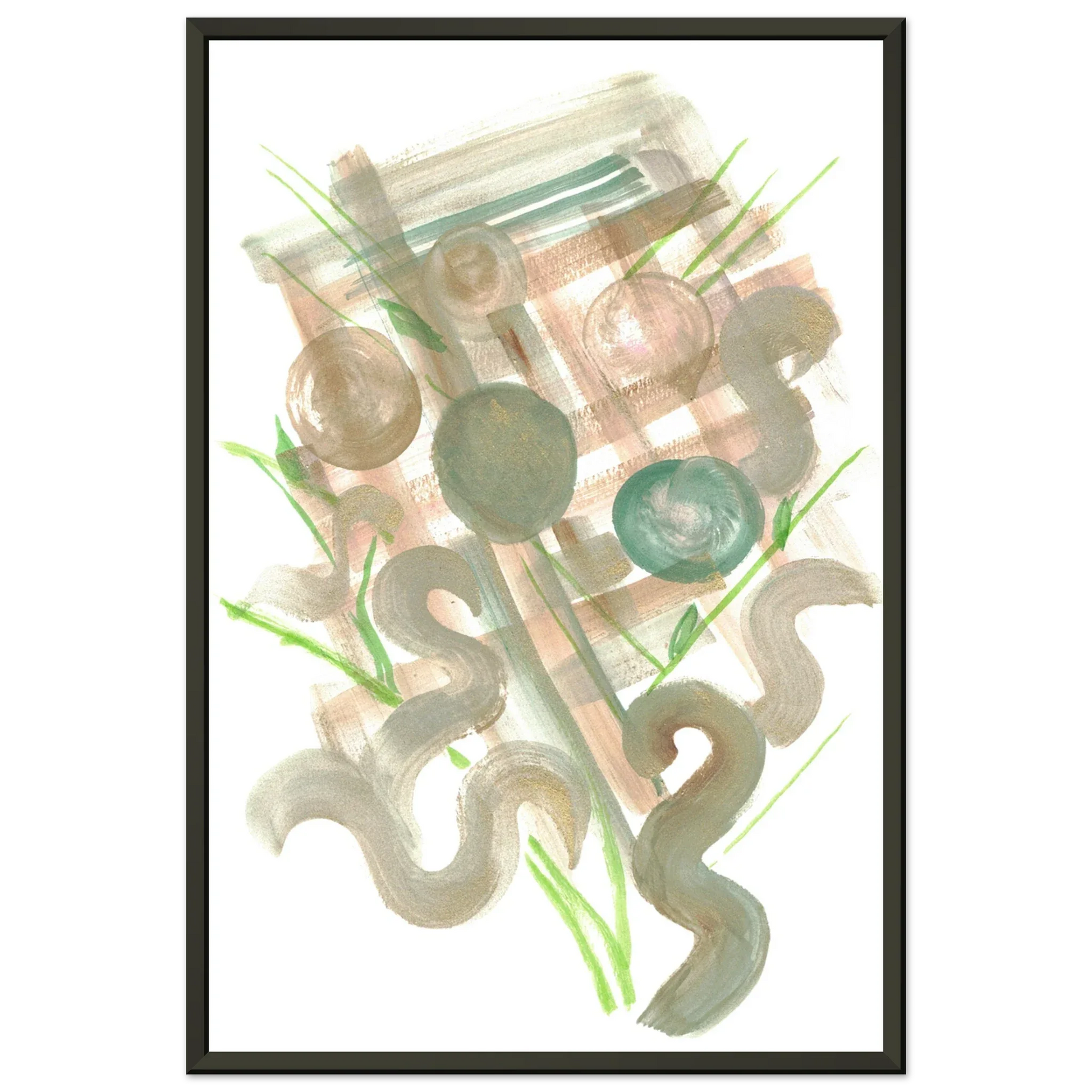 Classic Semi-Glossy Paper Metal Framed Poste Moss Geometry - Laure Leprince - Artiste Peintre