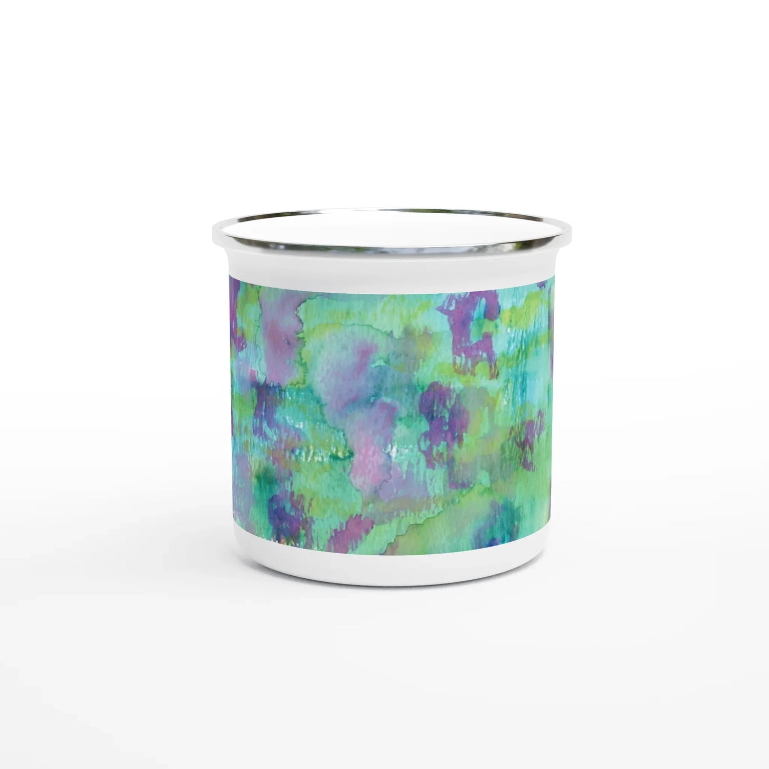 Mug en émail blanc 35 cl Eclosions Sauvages – Léger, vintage et résistant - Laure Leprince - Artiste Peintre