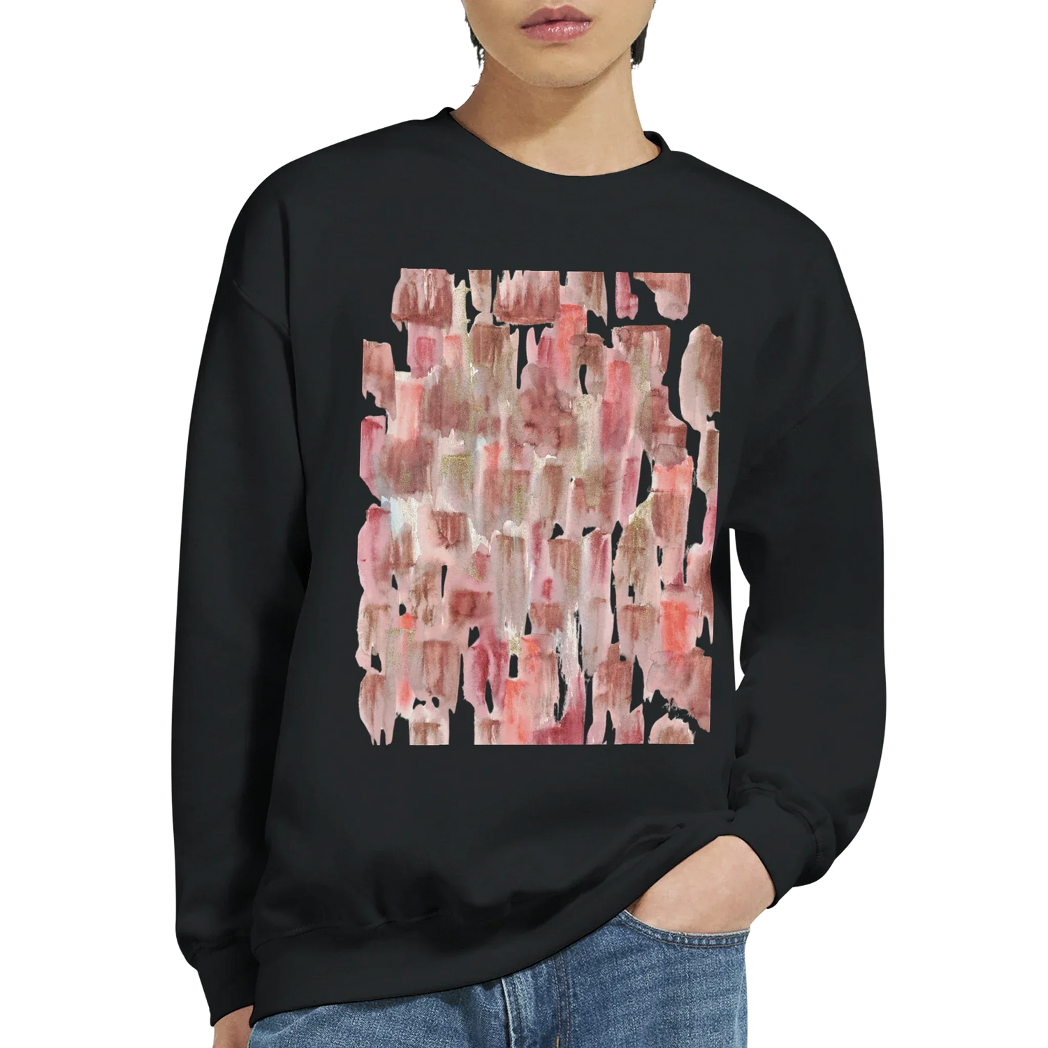 Sweatshirt Unisexe Classique Terracotta Waves – Impression Artistique Multicolore - Laure Leprince - Artiste Peintre