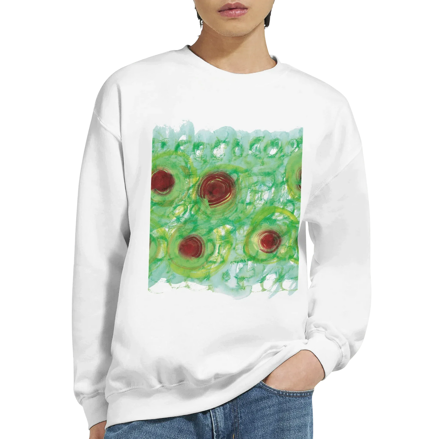 Sweatshirt Unisexe Classique Green Echo – Impression Artistique Multicolore - Laure Leprince - Artiste Peintre