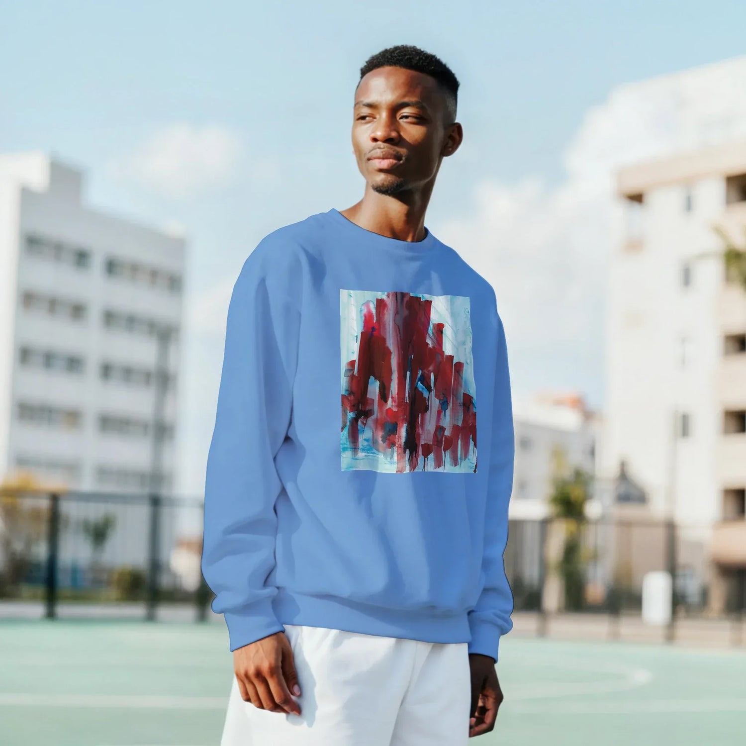 Sweatshirt Unisexe Classique Crimson Tower– Impression Artistique Multicolore - Laure Leprince - Artiste Peintre