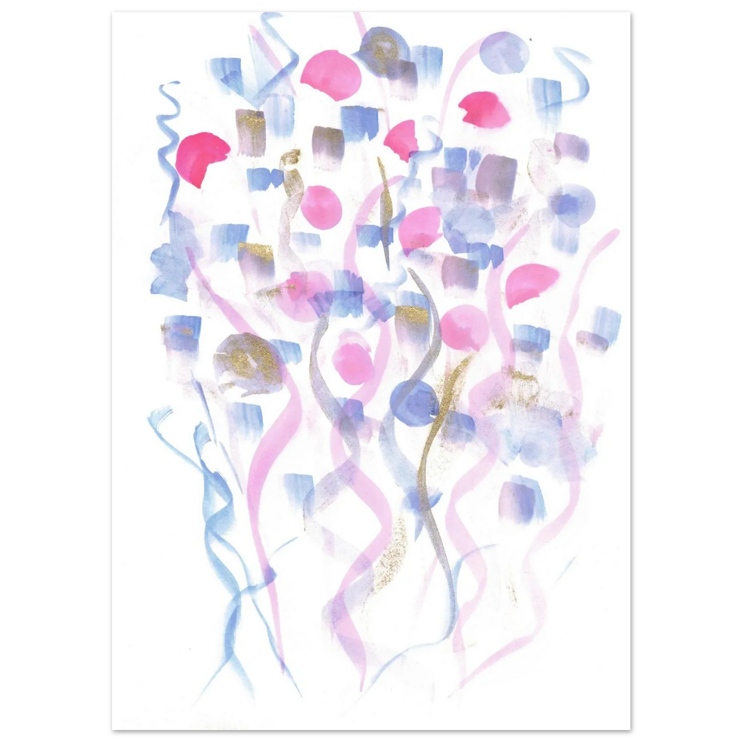 Abstract Watercolor Dreamscape Poster - Pastel Hues & Gold Flecks RDJ3-1 - Laure Leprince - Artiste Peintre