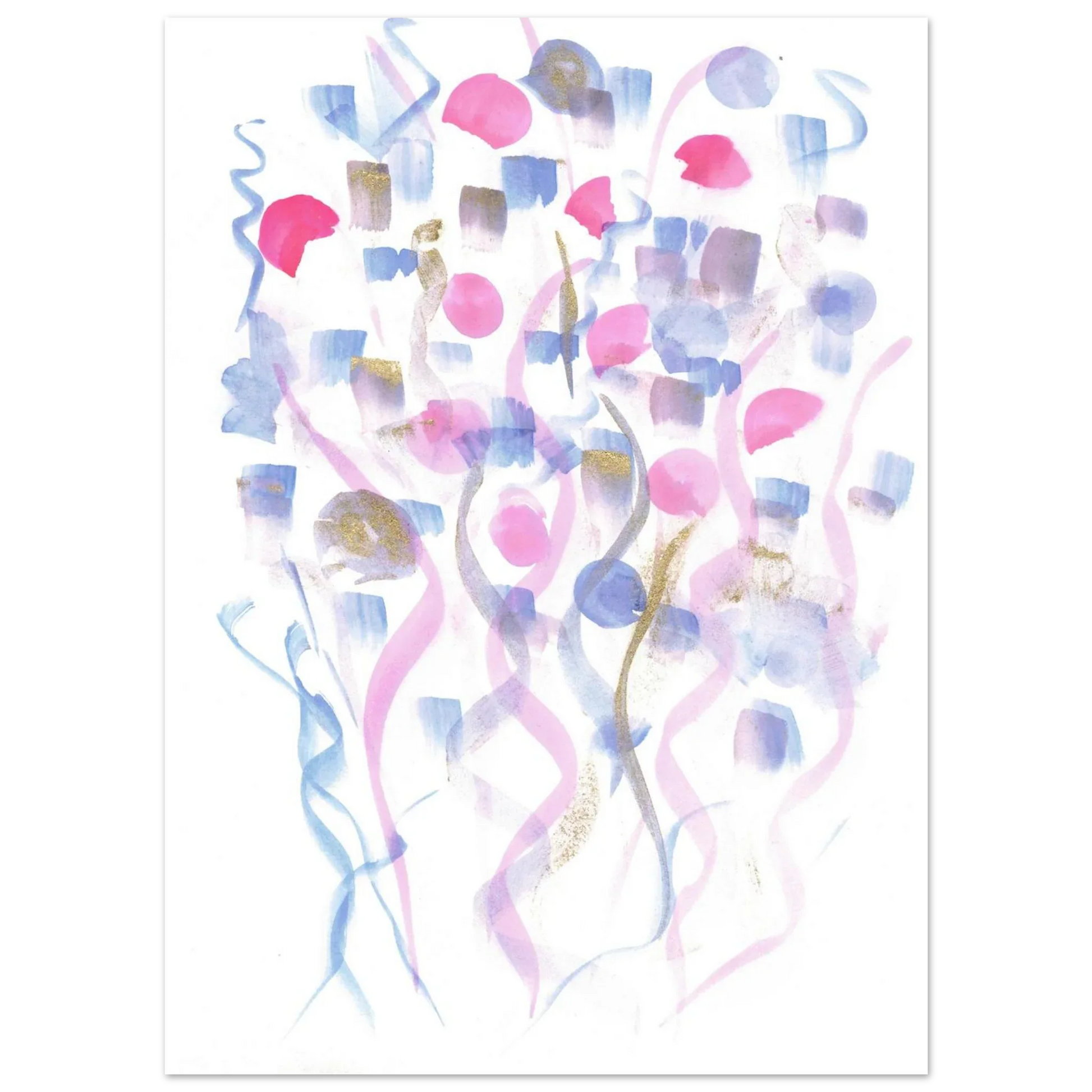Abstract Watercolor Dreamscape Poster - Pastel Hues & Gold Flecks RDJ3-1 - Laure Leprince - Artiste Peintre