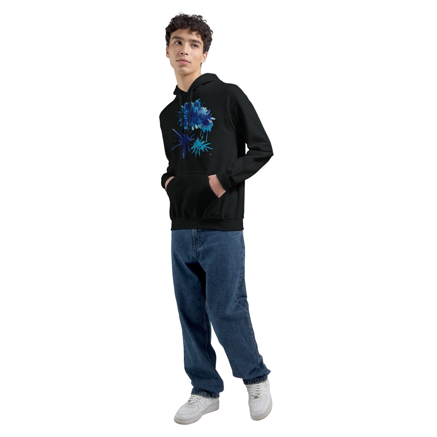 Sweat à capuche unisexe artistique bleuets| Gildan® 18500 - Laure Leprince - Artiste Peintre