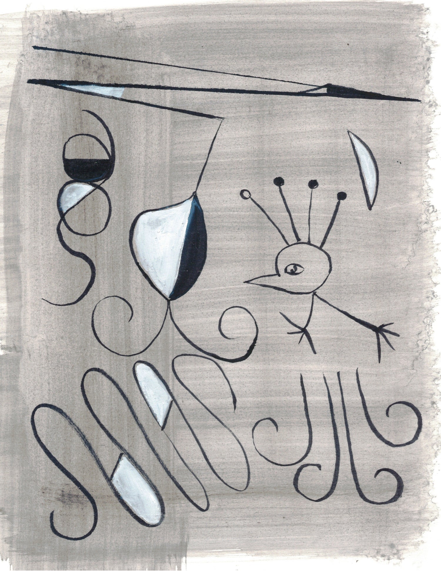 Aquarelle originale Oiseau Lyre