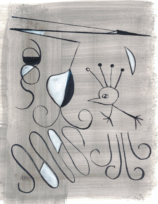 Aquarelle originale Oiseau Lyre