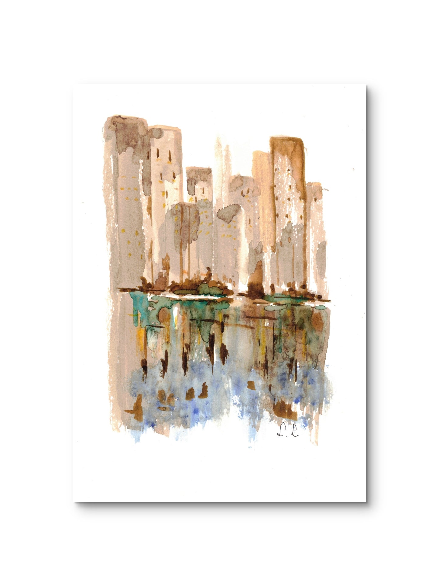 🎨 Reflets urbains – Aquarelle abstraite par Laure Leprince