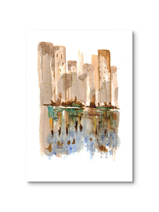 🎨 Reflets urbains – Aquarelle abstraite par Laure Leprince