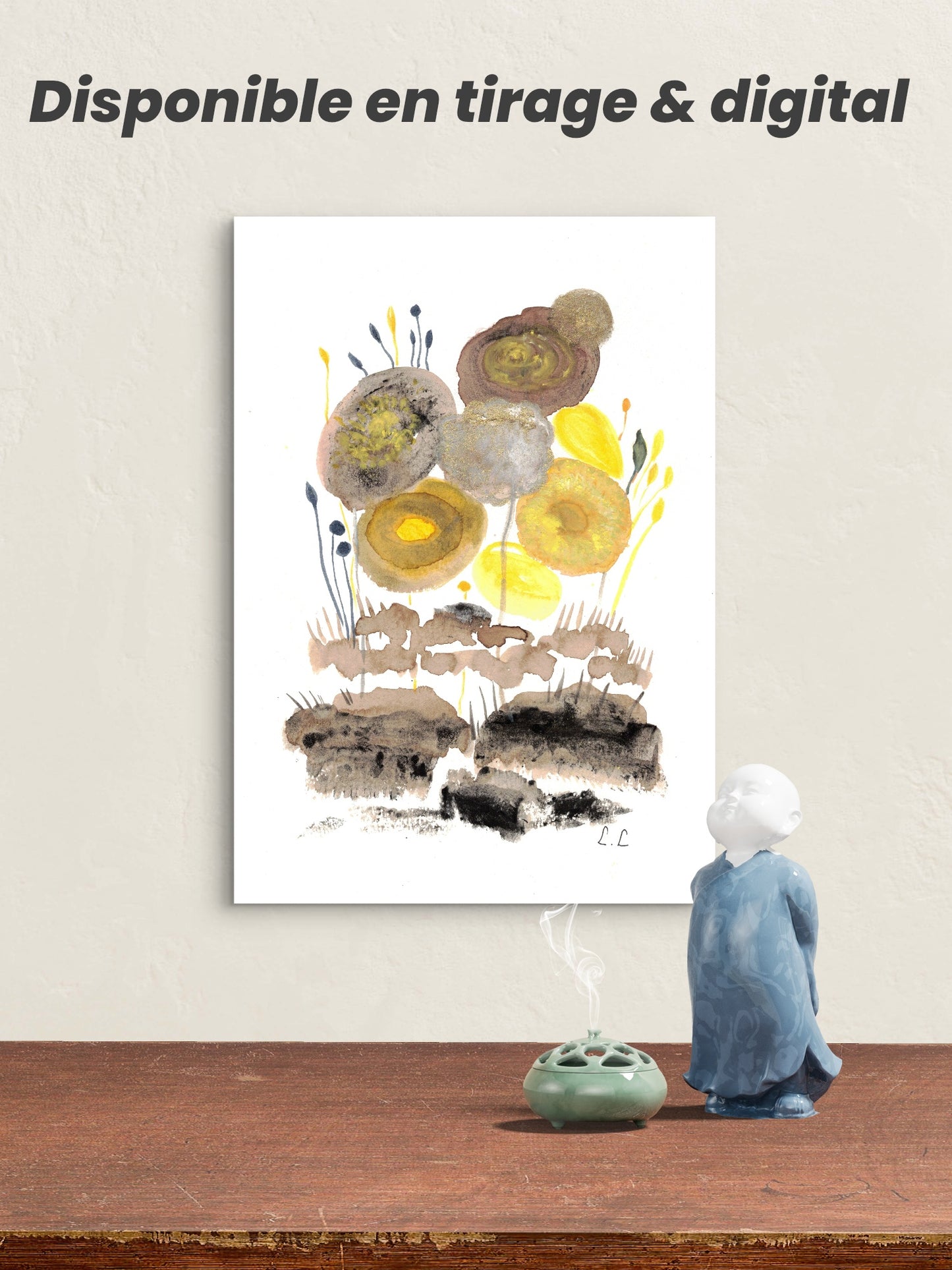Fleurs d'ambre – aquarelle abstraite | Laure Leprince