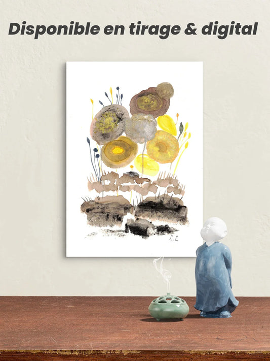 Fleurs d'ambre – aquarelle abstraite | Laure Leprince - Laure Leprince - Artiste Peintre