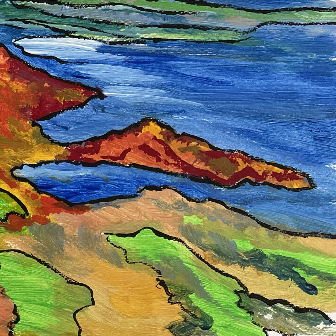 Bord de mer - Coastal Landscape Acrylic Painting - Mediterranean Seascape by Laure Leprince