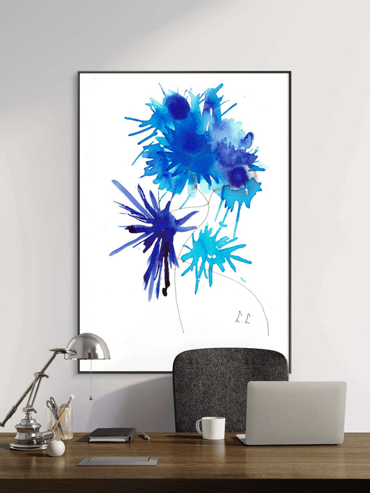 Poster Bleuets électriques - Aquarelle Abstraite | Laure Leprince