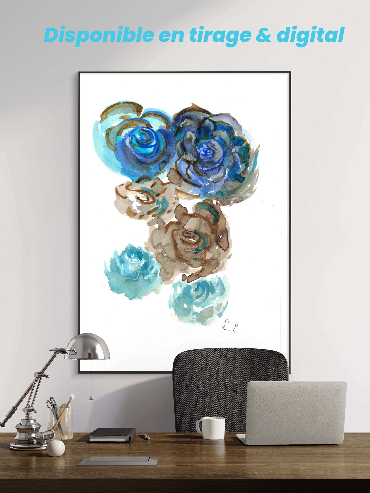 🌊 Tourbillon turquoise – Aquarelle intuitive par Laure Leprince