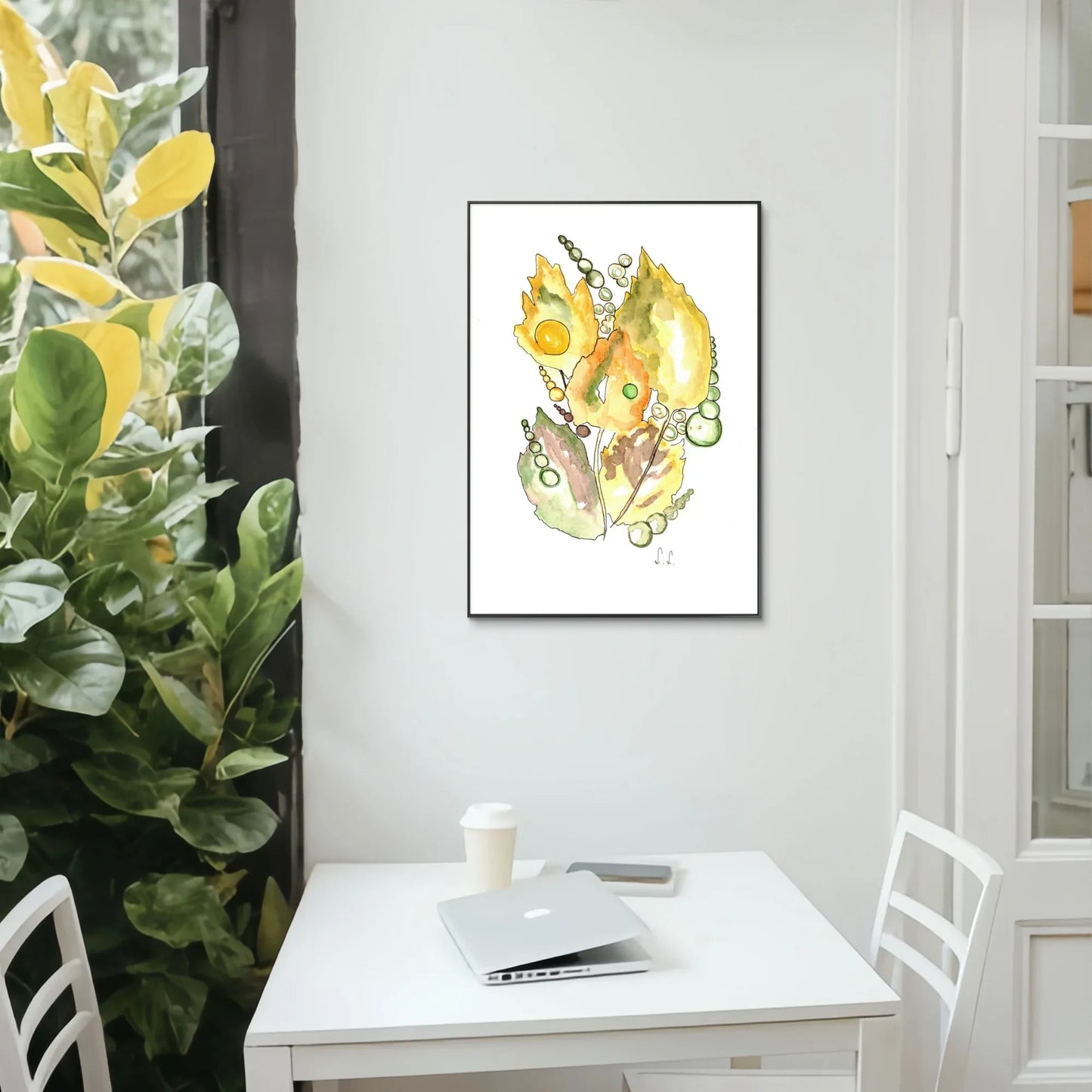 Abstract Watercolor Framed Poster Feuillaison – Museum Quality & Polished Elegance - Laure Leprince - Artiste Peintre