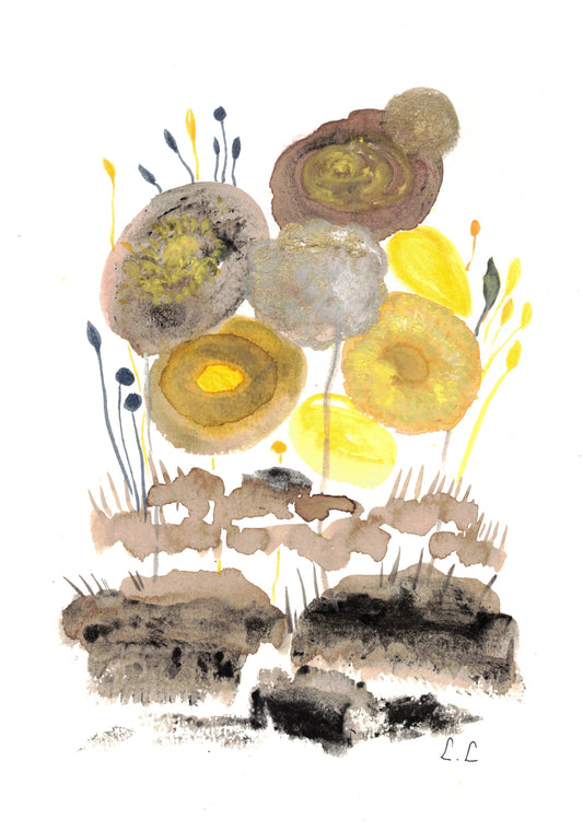 Fleurs d'ambre – aquarelle abstraite | Laure Leprince