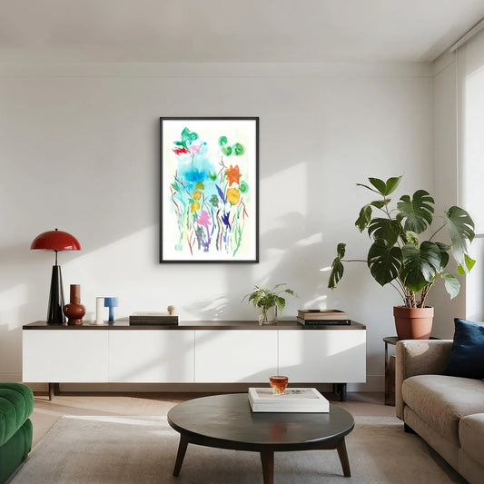 Affiche Premium Papier Mat Encadrée Aluminium Jardin Lumineux – Élégance et qualité intemporelle - Laure Leprince - Artiste Peintre