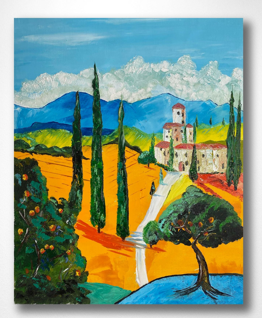Peinture au Couteau œuvre Originale Numérique Orangers