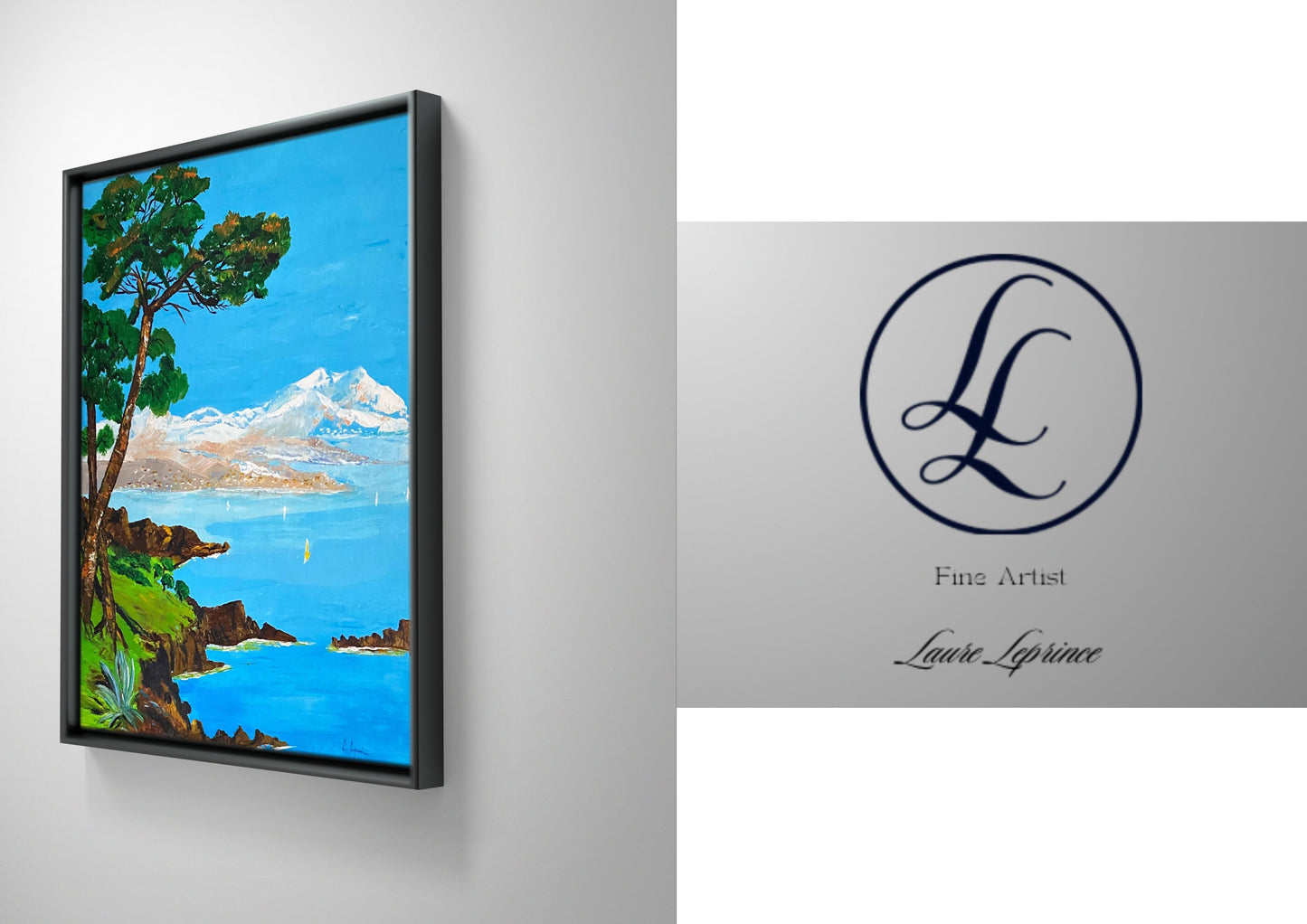 Baie Méditerranée - Mediterranean Bay Oil Painting - French Riviera Landscape by Laure Leprince