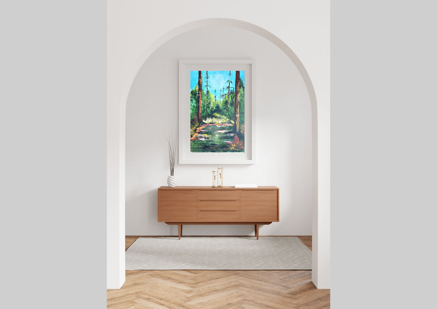 Peinture au Couteau œuvre Originale Numérique Sentier forestier