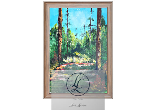 Peinture au Couteau œuvre Originale Numérique Sentier forestier