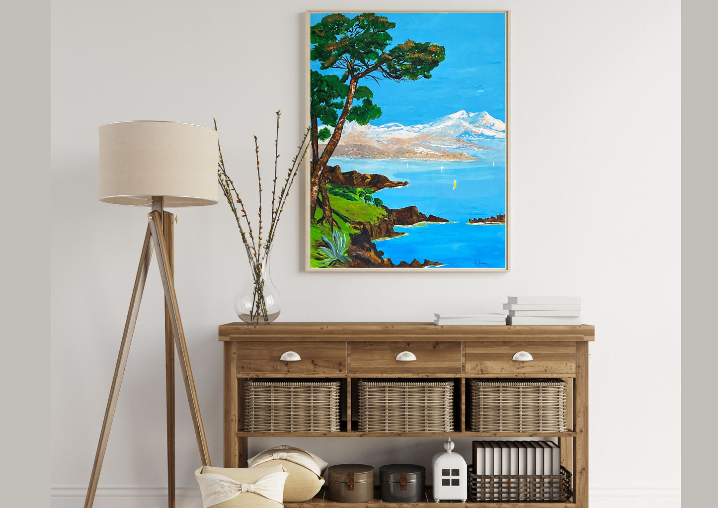 Baie Méditerranée - Mediterranean Bay Oil Painting - French Riviera Landscape by Laure Leprince