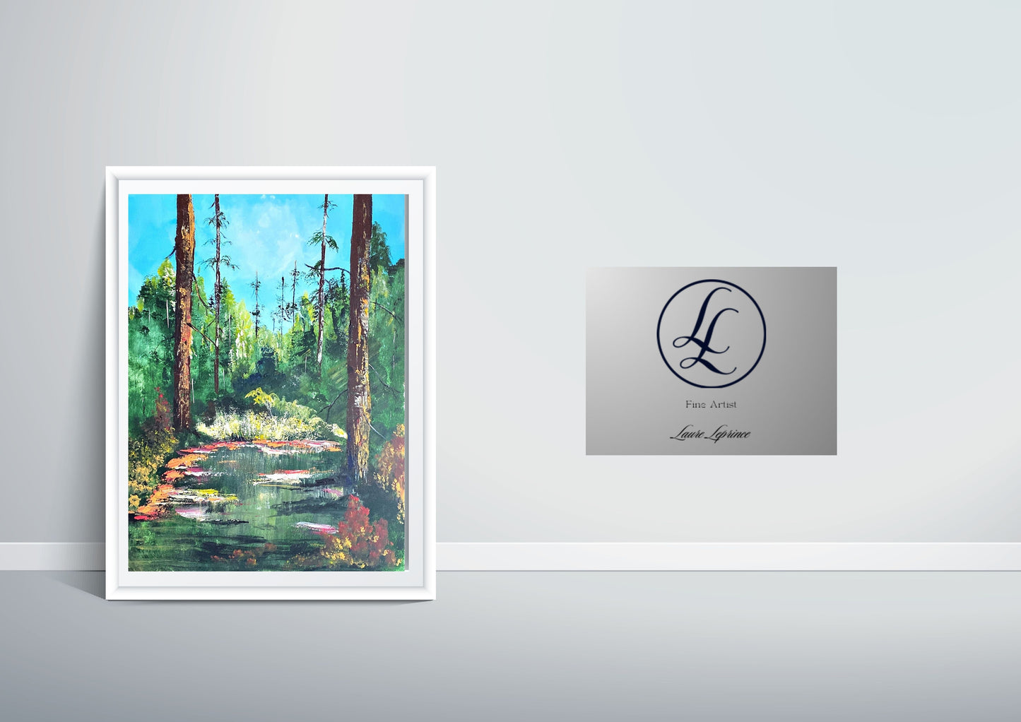 Peinture au Couteau œuvre Originale Numérique Sentier forestier
