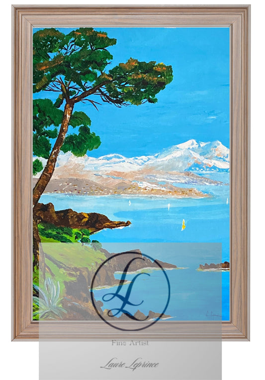 Baie Méditerranée - Mediterranean Bay Oil Painting - French Riviera Landscape by Laure Leprince