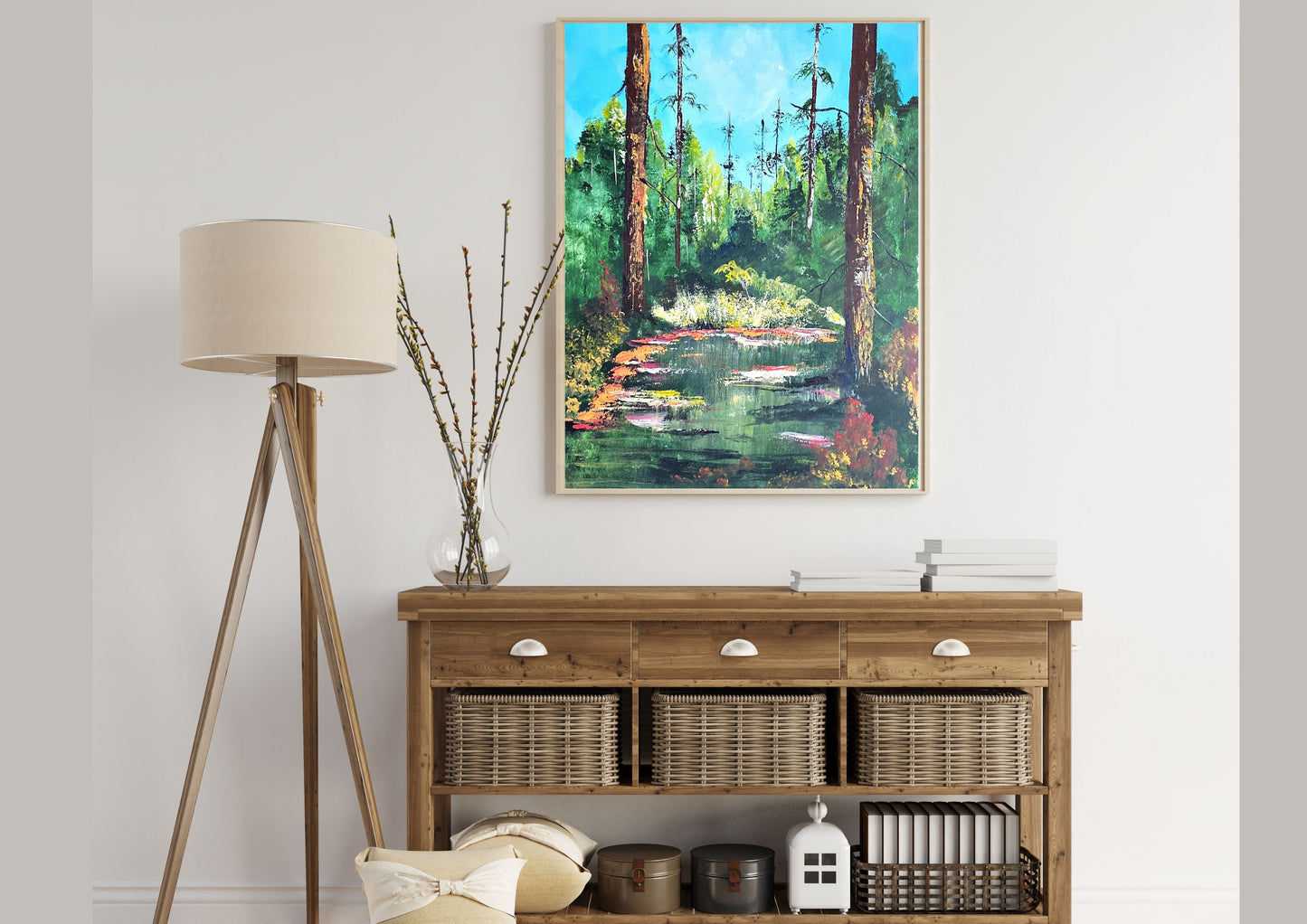 Peinture au Couteau œuvre Originale Numérique Sentier forestier