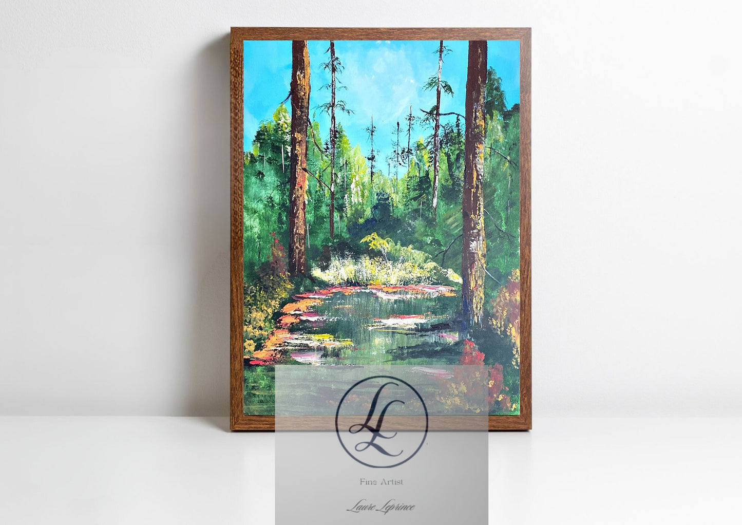 Peinture au Couteau œuvre Originale Numérique Sentier forestier