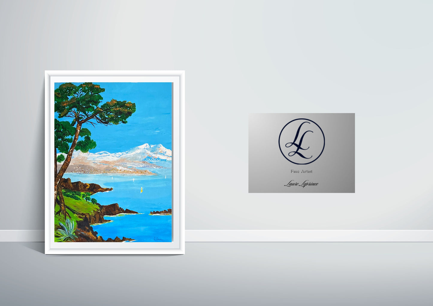 Baie Méditerranée - Mediterranean Bay Oil Painting - French Riviera Landscape by Laure Leprince