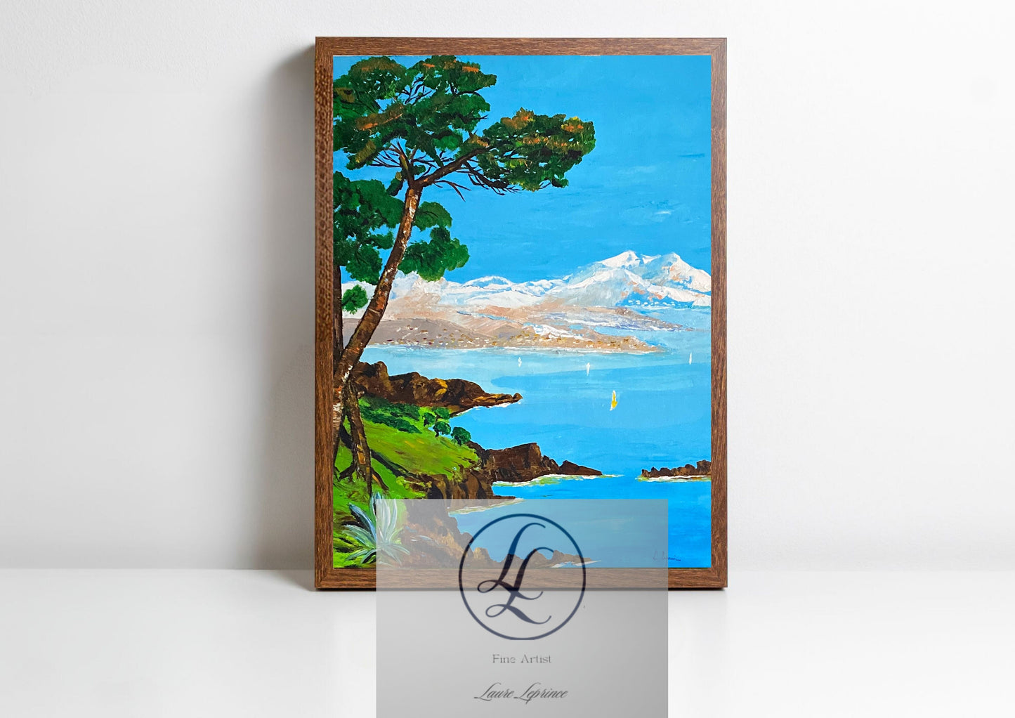 Baie Méditerranée - Mediterranean Bay Oil Painting - French Riviera Landscape by Laure Leprince