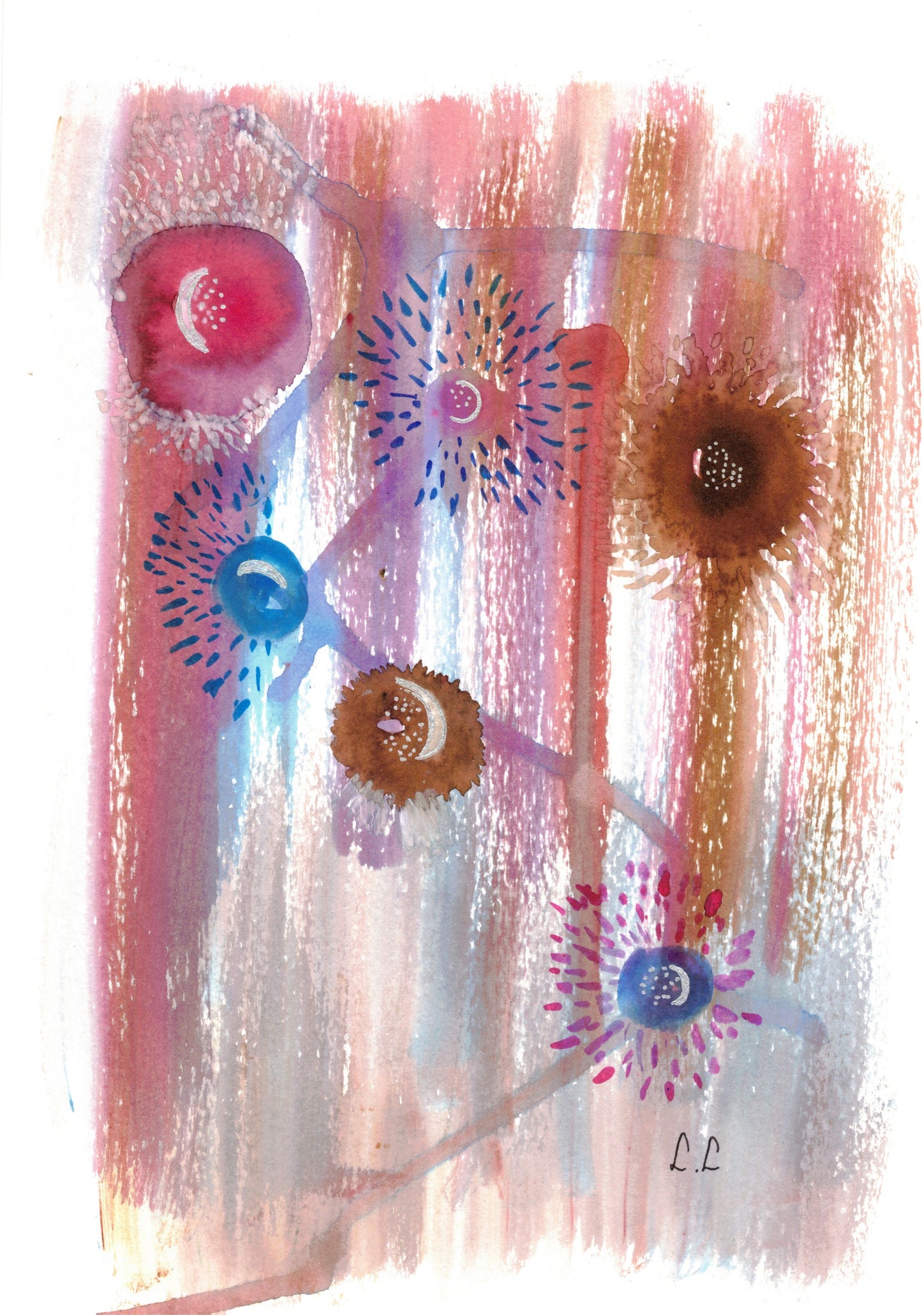 Lunes de pollen – aquarelle abstraite | Laure Leprince