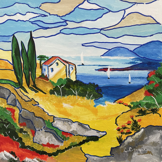 Peinture au Couteau œuvre Originale Numérique Mas Aux Cyprès