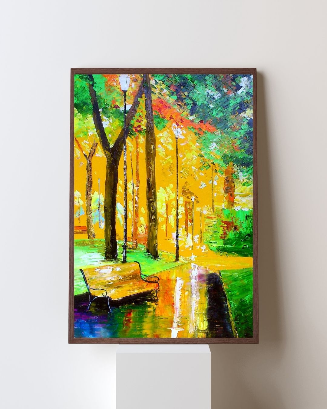 Le Banc - Autumn Landscape Oil Painting - French Impressionist Art by Laure Leprince