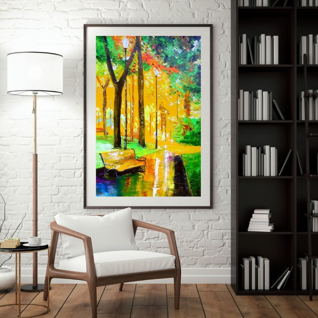 Le Banc - Autumn Landscape Oil Painting - French Impressionist Art by Laure Leprince