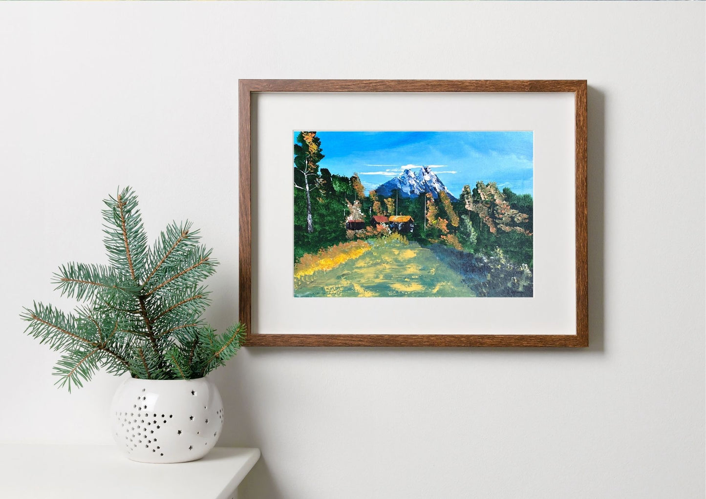 Hameau de Montagne - Peinture acrylique - Paysage de Montagne par Laure Leprince