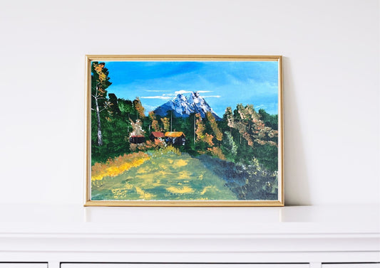 Hameau de Montagne - Peinture acrylique - Paysage de Montagne par Laure Leprince