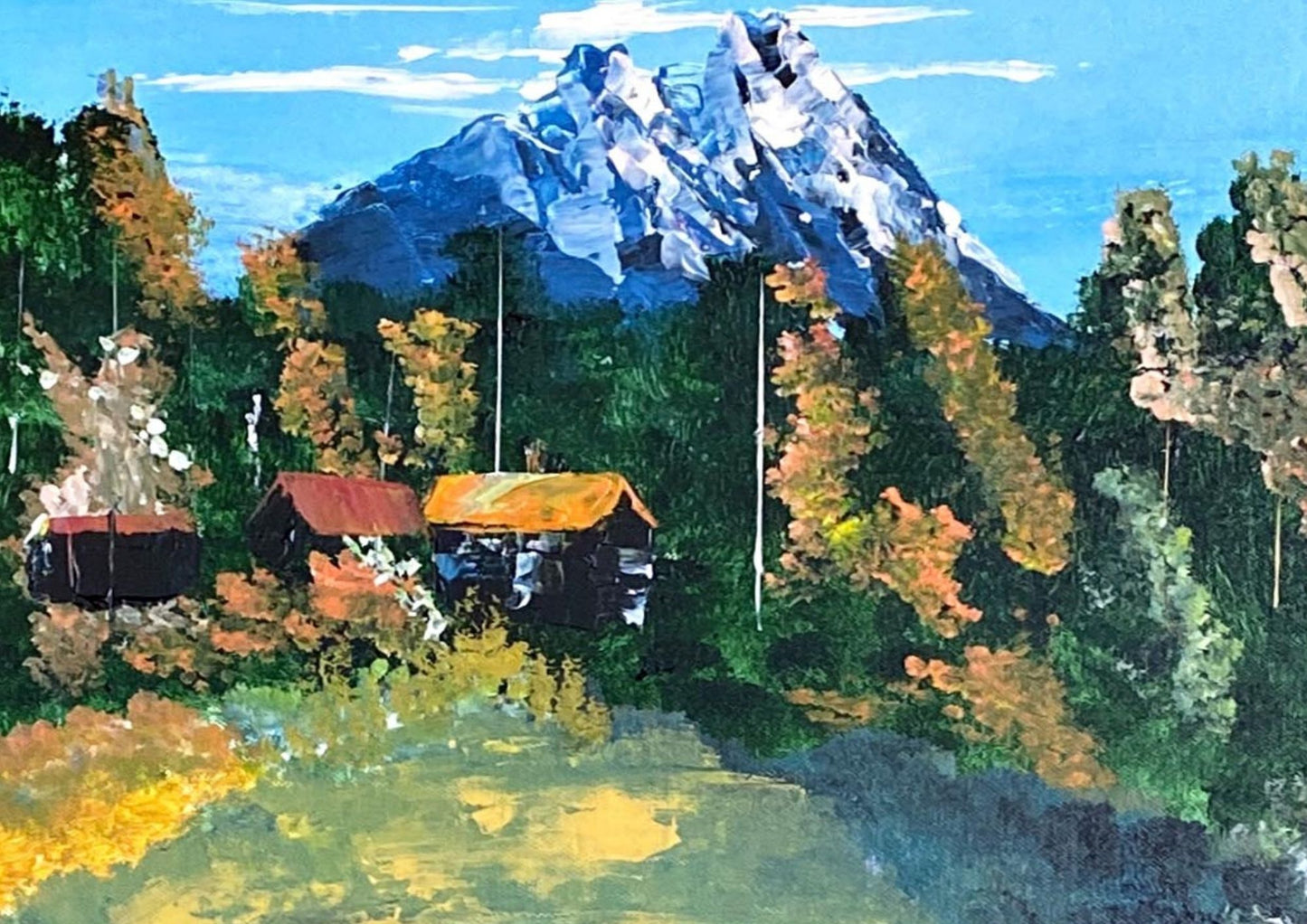 Hameau de Montagne - Peinture acrylique - Paysage de Montagne par Laure Leprince