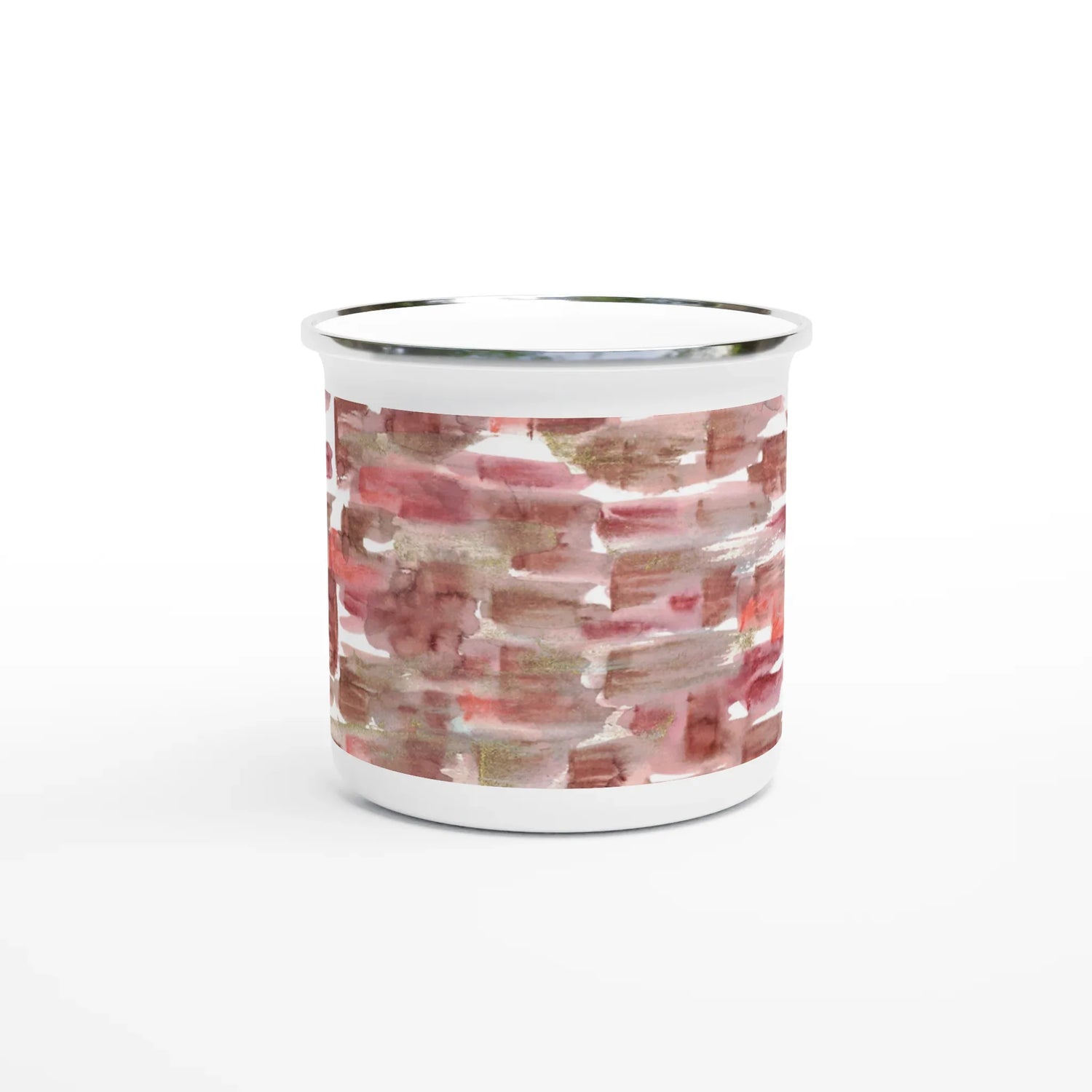 Mug en émail blanc 35 cl Terracota waves– Léger, vintage et résistant - Laure Leprince - Artiste Peintre