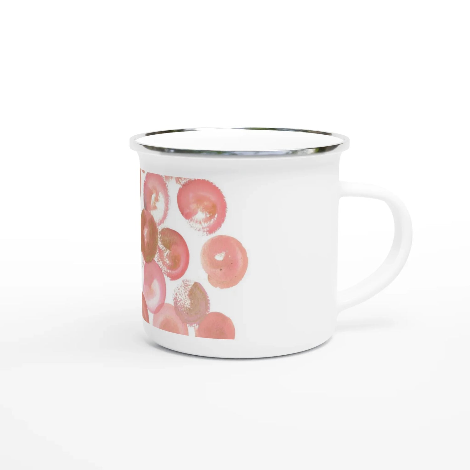 Mug en émail blanc 35 cl Rosée Pétale – Léger, vintage et résistant - Laure Leprince - Artiste Peintre