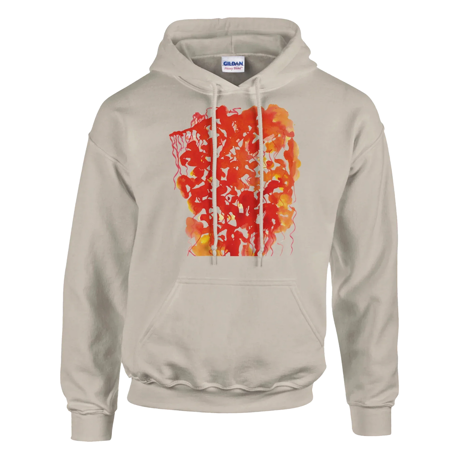 Sweat à capuche unisexe artistique Eclats Corail Gildan® 18500 White - Laure Leprince - Artiste Peintre