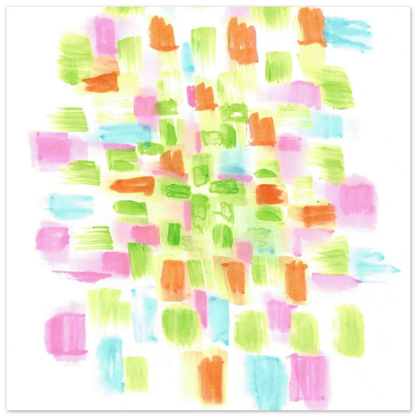 Abstract Watercolor Splash Art Print - Premium Matte Paper Poster with Vibrant Pink & Green Hues - Laure Leprince - Artiste Peintre