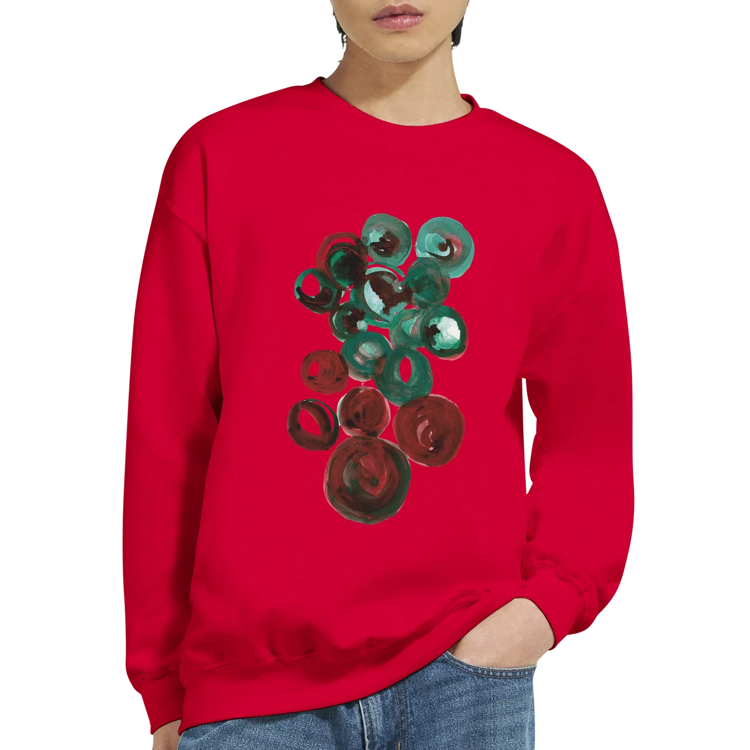 Sweatshirt Unisexe Classique Resonance Emeraude – Impression Artistique Multicolore - Laure Leprince - Artiste Peintre