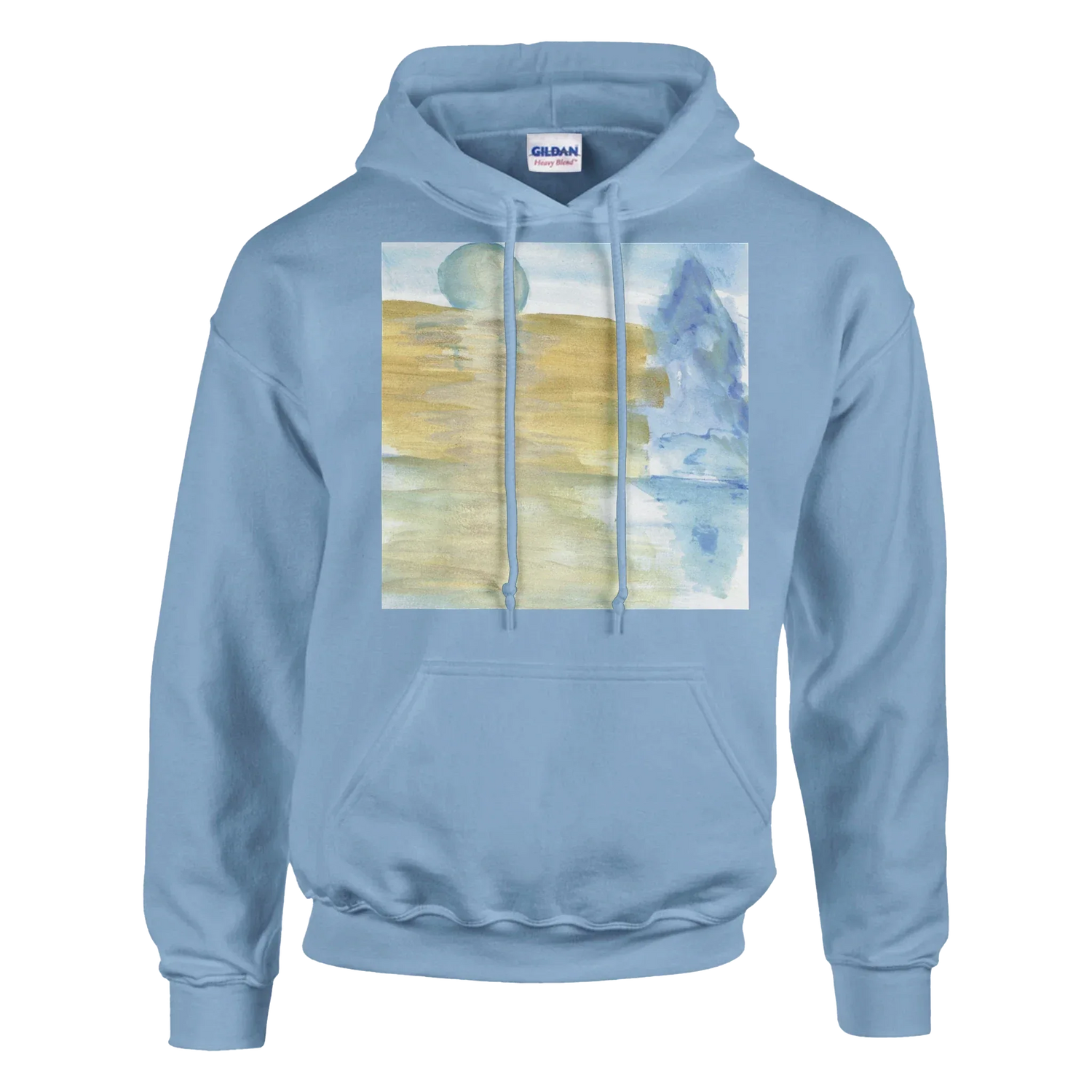 Sweat à capuche unisexe artistique Blue Horizon Gildan® 18500 White - Laure Leprince - Artiste Peintre