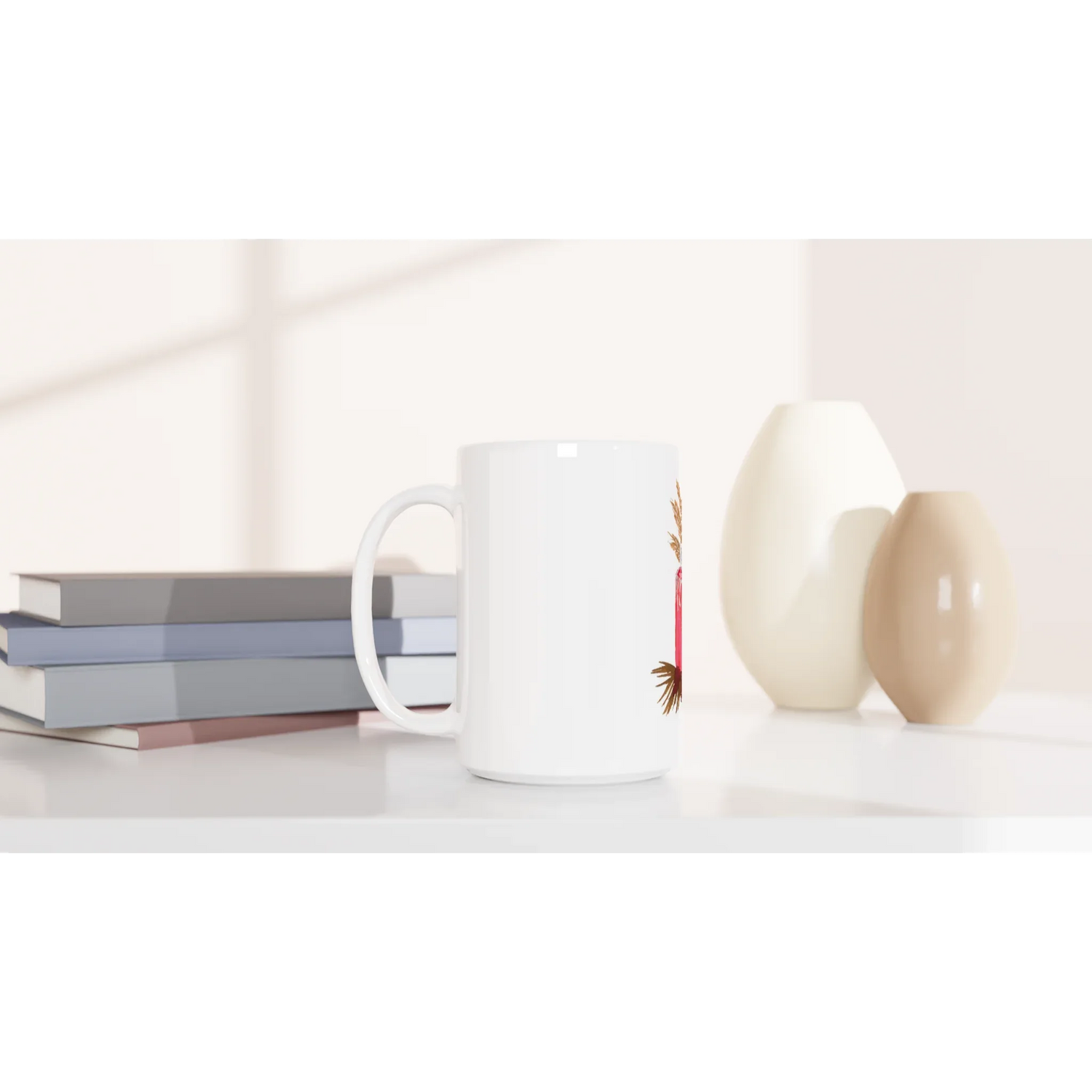 Mug en céramique blanche 44 cl Bougie – Grand format, design et qualité durable - Laure Leprince - Artiste Peintre
